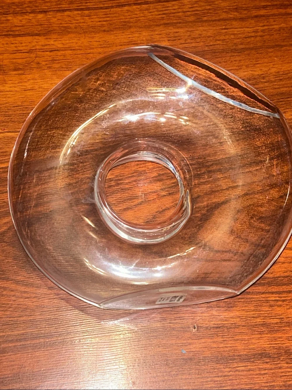 VTG Crate & Barrel ONA Clear Glass Donut Centerpiece Bowl - Home Dining RARE HTF